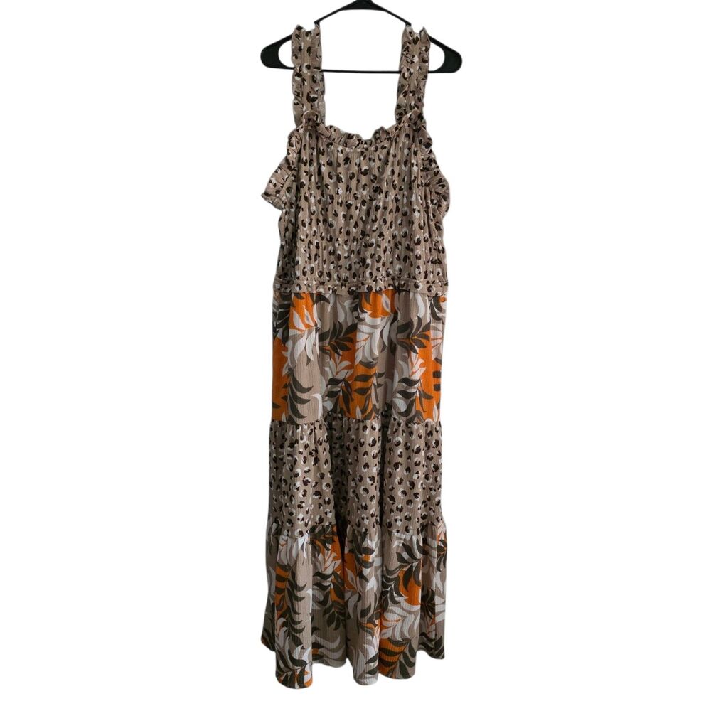 Cato Sleeveless Tiered Tropical Botanical Maxi Dress Size Long 18/20W